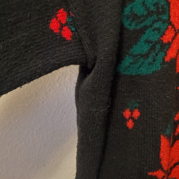 Vintage Nutcracker Ugly Christmas Party Sweater Floral Puensetia Sz L EUC - Picture 5 of 16